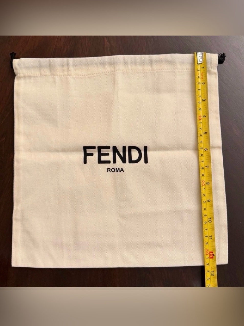 Fendi Black on Cream logo Dust Bag 12.5x12.5